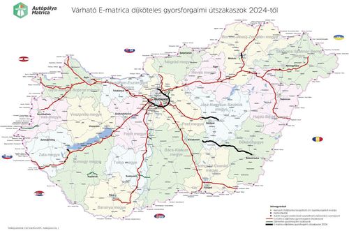 Vignettenpflichtige Autobahnen in Ungarn