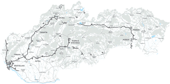 Vignettenpflichtige Autobahnen und Schnellstraßen in der Slowakei